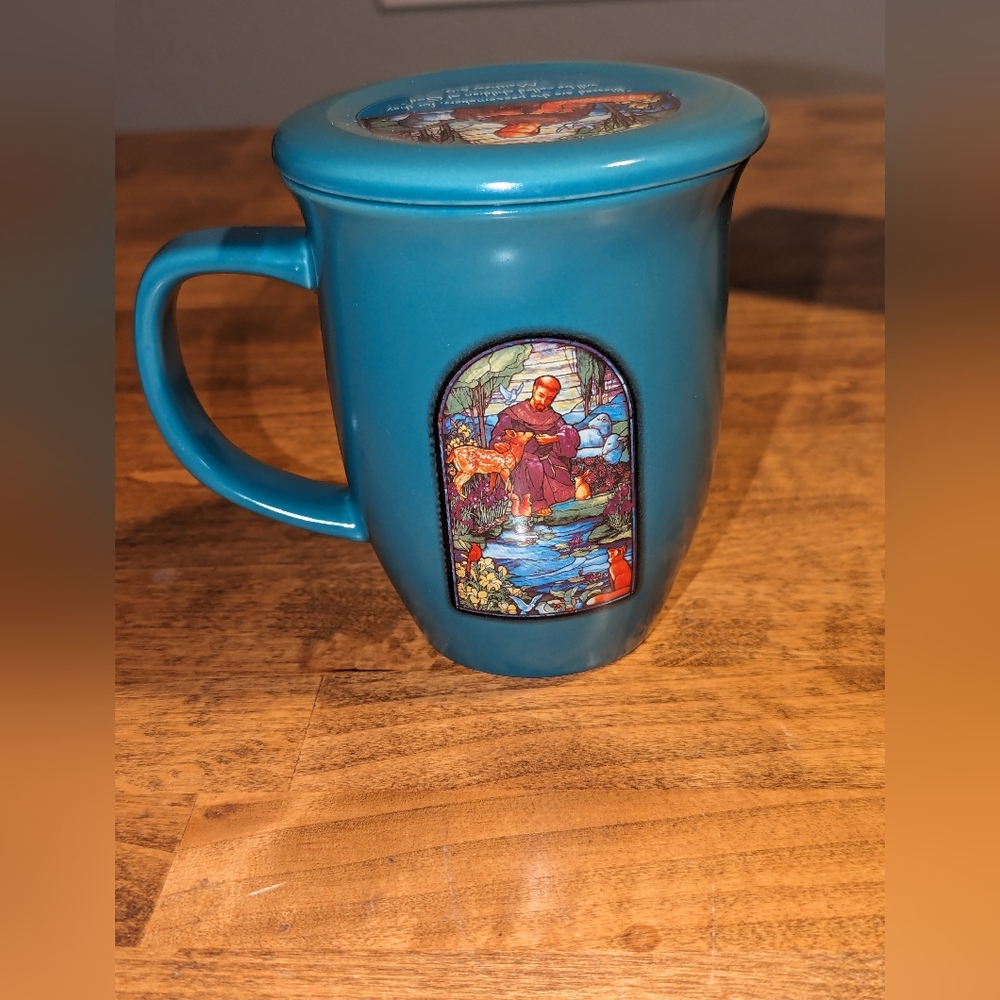 St Francis Mug with Coaster "Blessed are The Peacemakers" New In Box